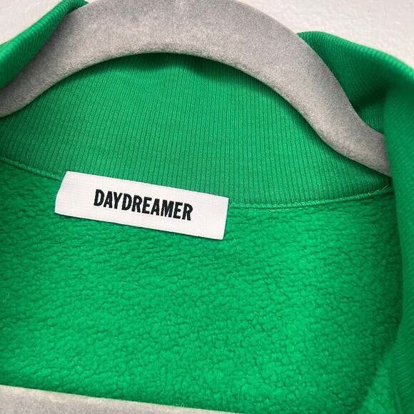 Daydreamer women's Green 1/4 Zip Sweatshirt Size Medium Mock Neck 100% Cotton - Picture 4 of 8